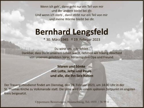 Nachruf Bernhard Lengsfeld